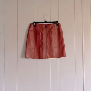 Orange Mini Leather Skirt
